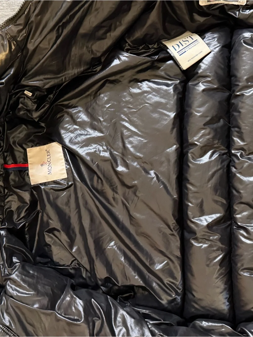 Moncler Shiny Black Quilted Hooded Down Puffer Jacket